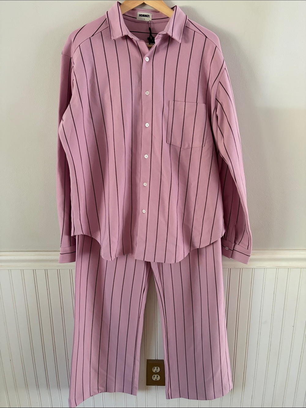 Hommey Pink Striped Women’s Cotton Long Sleeve Pajama Set NWT